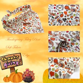Elegant little tail Dog Bandana, Thanksgiving Turkey Girl Boy Dog Bandanas for Small Medium Large Dogs Washable Square Dog Scarf Adjustable Dog Kerchief