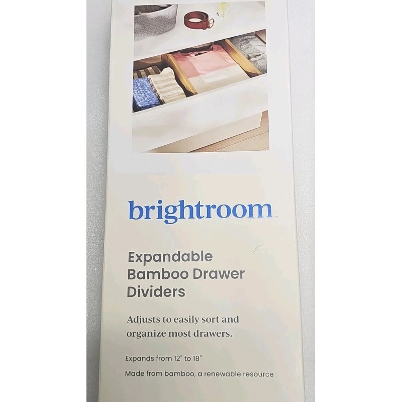 Brightroom Bamboo Expandable Drawer Divider Organizer 12"-18" Lgth 2 Per
