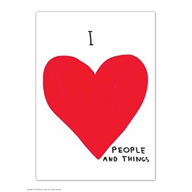 Funny Humorous 'David Shrigley I Love People' Novelty Postcard