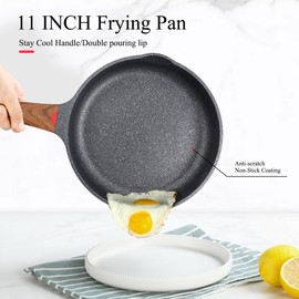 Vinchef 11" Non Stick Frying Pans, Skillet with Lid Used for All Stoves, Induction Non Toxic Cookware, Cooking Pans Nonstick Capable of Kitchen