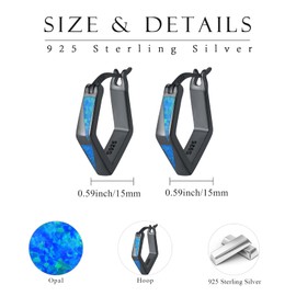Opal Earrings Silver 925 Hoop Earrings Opal Hypoallergenic Huggie Hoop Earrings Jewellery Gifts for Women, Sterling Silver
