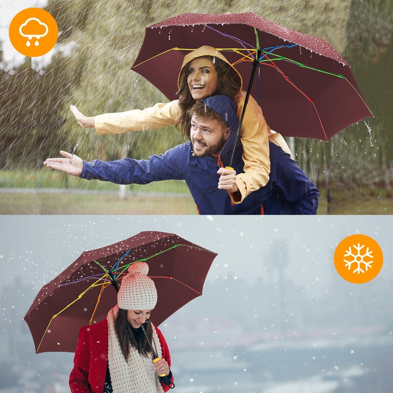 BESTKEE Windproof Travel Folding Umbrella Automatic, Large Rain Folding Compact