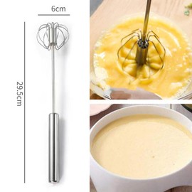 Egg Whisk, Hand Push Whisk Blender, Stainless Steel Egg Beater, Milk Frother, Rotating Push Mixer Stirrer for Whisking, Beating, Stirring