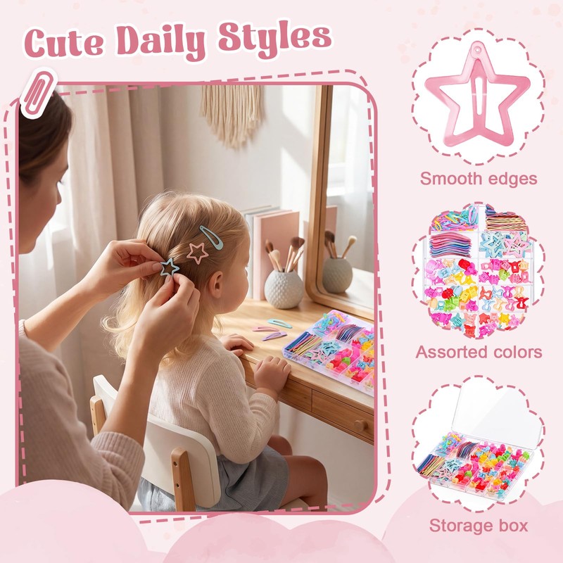 Needbrock 240Pcs Toddler Hair Clips Accessories For Girls Small Barrettes