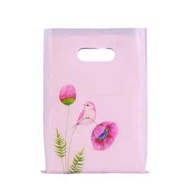 Bolsa Boutique Regalo Elegante Diseño Ropa Comercio Polipapel Decorada 100 pzs (Pajaro Rosa, 20x26 cm)