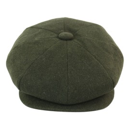 TruClothing Mens Tweed Newsboy Cap Baker Boy Flat Grandad Hat 8 Panel Plain Olive Green S