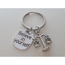 Law Scales Charm Keychain with Believe in Yourself Charm