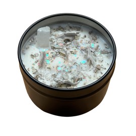 Sacred Sage Herbal Intention Crystal Candle | Ritual Altar Tool Crystal Stone Scented Soy Candle Gift Devotional Home Protection Smudge