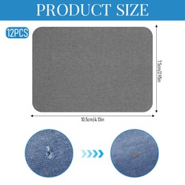 12 Stück Baumwoll-Reparaturflicken Dunkelgrau Iron On Repair Patches Flicken zum Aufbügeln Selbstklebende Bügelflicken Aufbügelflicken für Kleidung, Hosen, Flicken und Dekorieren(7,5 cm x 10,5 cm)