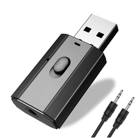 USB Bluetooth 5.0 Transmitter Receiver Audio Adapter AUX 3.5mm TV CAR PC Speaker (Oval Button)