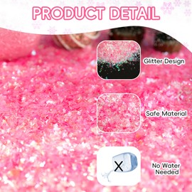 Jocomoni 3.6oz Christmas Artificial Flake Snow Twinkles Xmas Fake Snow Powder Filler Glitter Craft Snow Decoration for Christmas Party Decoration Supply, Pink