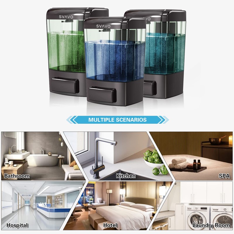 SVAVO Wall Mounted Soap Dispenser Kitchen Bathroom Manual Soap Dispenser