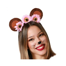 BigBuy Carnival Headband Ears Flowers
