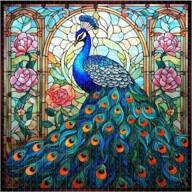 Brand: PICKFORU Stained Glass Peacock Puzzles for Adults 1000 Pieces, Vintage Bird Art...