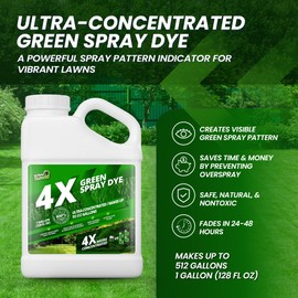 1 Gallon 4X Green Spray Dye - Makes 512 Gallons of Concentrated Spray Pattern Indicator Dye, Ideal Fertilizer Marking, Lawn Turf Mark and Marker, Mark Where You've Sprayed with Green Color Indicator