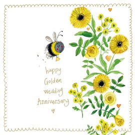 Alex Clark Happy Golden Wedding Anniversary Bee Foil Card - Bees - Floral - Nature - Plants - Cards To Celebrate - Designed and Printed in the UK…