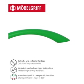 Gedotec Furniture handles for children's rooms, drill spacing 128 mm, colour: green, pack of 1, plastic drawer handles, colour, colourful door handles, children's furniture handles, narrow handles,