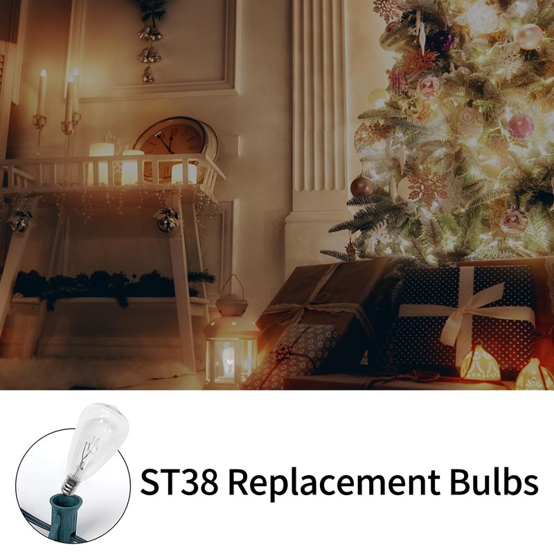 10 Pack ST38 Replacement Bulbs, 5W Edison Bulbs E12 Candelabra