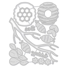 BENECREAT 5.5x4.5 Honey Bee Cutting Dies, Flower Branches Cut Stencils for DIY Crafts Scrapbook Decorative Embossing