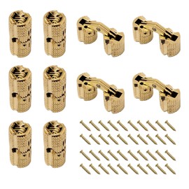 10pcs 0.315inch (8mm) Brass Barrel Hinges Hidden Invisible Cabinet Furniture Hinges Concealed 180 Degree Opening Angle w/40x Screws