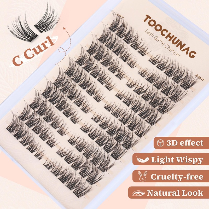 TOOCHUNAG TOOCHUNAG Lash Clusters 8-16MM Eyelash Clusters 100pcs C Curl