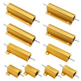 YINETTECH Pack of 10 Power Resistors Aluminium Shell Resistors 25 W 6 Ohm/8 Ohm 50 W 25 Ohm 100 W 3 Ohm/ 8 Ohm Wire Wound Resistor with Aluminium Housing for Electronic Devices