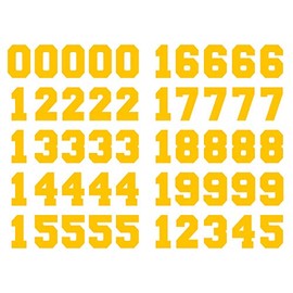 Premium Stickers Sports Number Stickers Decals 1.25'' Helmet Numbers for Hockey, Baseball, Football, Lacrosse, Rugby and More (Yellow)