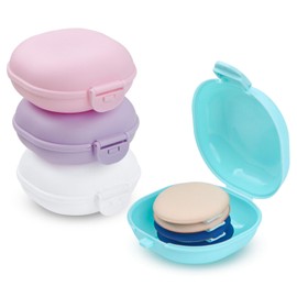 Etenpo 4 Pcs Hair Tie Container, Cotton Round Travel Case, Lightweight and Easy to Carry with Sealed Snap-on Lid, Home Cotton Swab Dispenser Accessories Jewelry Organizer(3.4 x 1.5in,Multiple Colors)