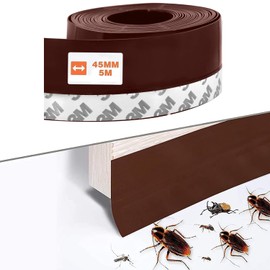 Tira de Sellado de Ventanas Autoadhesiva,Guardapolvos para Puertas,Burlete Bajo Puerta para Prueba De Viento Antipolvo Aislamiento Acústico,tira de sellado de ventana de silicona,5m*45mm (Marrón)