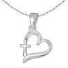 CLEVER SCHMUCK Cross Necklace in Heart Silver 19 mm &