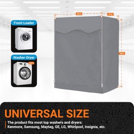 BlueStars Washing Machine Cover For Front-load Washer/Dryer - Premium Outdoor Protection For Most Washer Dryer Cover - W27”x D33”x H39” (Gray)