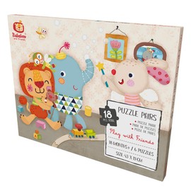 Bababoo & Friends Play with Friends Puzzle Pairs, 18 Matching Pieces for Toddlers 18+ Months, 17" x 8" Board, Develops Problem Solving, Motor Skills & Social Learning, Educational Toy for Early Play