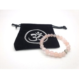Reiki Rose Quartz Gemstone Bracelet in Jewellery Bag, Rose Quartz