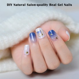 22pcs Nail Strips UV Free Nail Stickers Long Lasting Gel Nail Polish Strips Gloss Nail Wraps with 2 Prep Pad, 1 Nail File (Starry Sky T054)