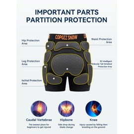 COPOZZ Padded Shorts for Snowboard, Skate and Ski - X-Large