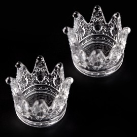 siyuwuro 2Pcs Nail Dappen Dish Crystal Clear Crown Bowl Nail Art Brush Pen Holder Acrylic Liquid Powder Dappen Monomer Dish Glass Cup Nail Art Manicure Tool