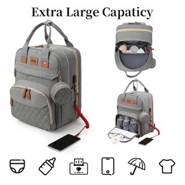 Macleria Baby Diaper Bag Backpack, Large Baby Diaper Bags for Boys Girls, Baby Bag with USB Charging Port, Multifunction Waterproof Travel Bag for Moms Dads