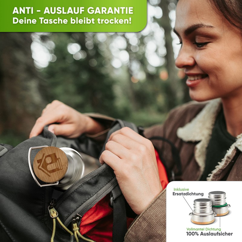 Blockhütte® Premium Stainless Steel Insulated Drinking Bottle, Leak-Proof, Includes Free
