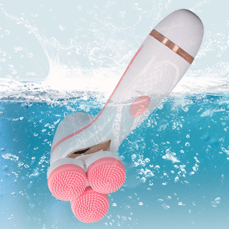 Electric Facial Cleansing Brush 3 Head Massage Facial Exfoliating Silicone