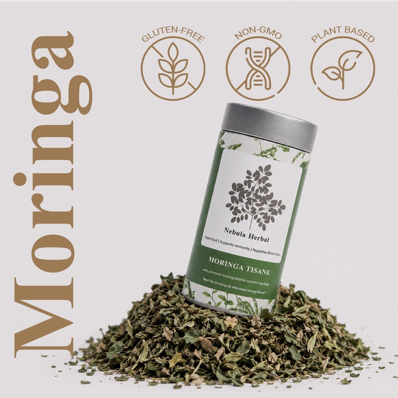 Moringa tea in 25 Biodegradable teabags in a premium tin