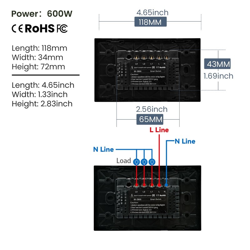 LOUYSGEN Smart Light Switch,Need Zigbee Hub and Neutral,Work with Tuya