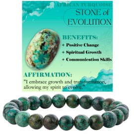 Bivei Crystal Bracelet for Women 8mm Beaded Semi Precious Natural Stone Stretch Elastic Jewelry Yoga Gifts(African Turquoise - Evolution)