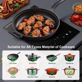 COOKTAO 1800W Ceramic Electric Hot Plate for Cooking, Infrared Burner Cooker, Portable Countertop or 12inch Built-in Cooktop Radiant Electric Stove Top, Induction Cooktop, Compatible with All Cookware