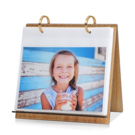 ZEEYUAN Desktop Photo Album Slip in 7x5 Photo Frame Flip on Stand Horizontal for Tabletop Display, with 60 PVC Pockets