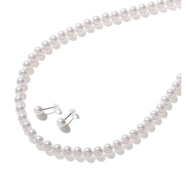 VOTRE COUTURE Pearl Necklace Set, Grand Premium, 4 Types of Lengths to Choose from, Long, Silver, Gold, 0.3 inches (8 mm), Brand 3 Year Warranty