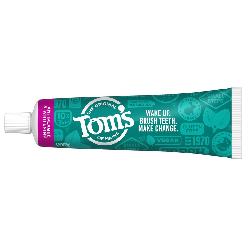 Tom's of Maine Fluoride-Free Antiplaque & Whitening Natural Toothpaste, Peppermint,