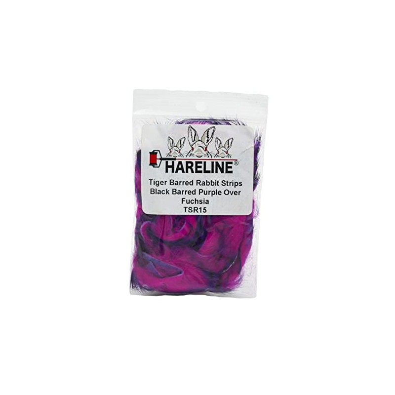 Hareline Dubbin Tiger Barred Rabbit Strips - Black Barred Purple