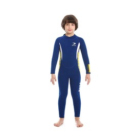 Traje de neopreno completo de 2,5 mm para niños, traje de baño de una pieza para niños y niñas, traje de buceo con cierre trasera para natación, buceo, esnórquel y otros deportes acuáticos