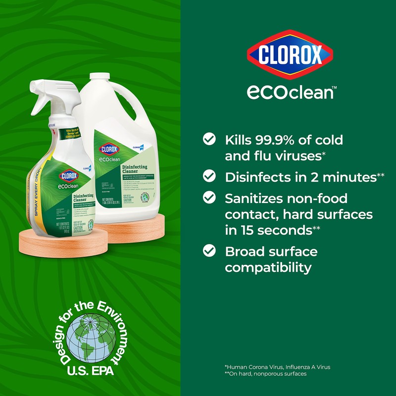 Clorox CloroxPro EcoClean Disinfecting Cleaner Refill, 128 Fluid Ounces