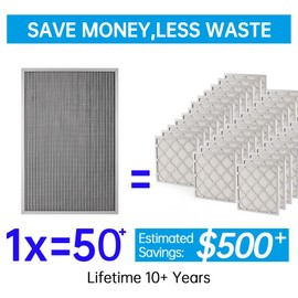 UBeesize 14x18x1 Air Filter HVAC AC Furnace Filter,MERV 8,Reusable Washable, Lasts a Lifetime,Permanent Air Filter,Breathe Fresher,Home And Office(Actual Size:13.74x17.83x0.8Inch)